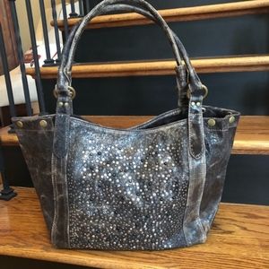 Frye Deborah Studded Handbag Brown Leather Frye